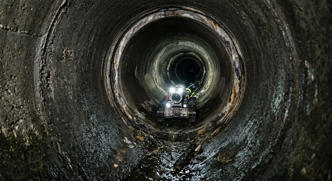 Robotic sewer camera inspecting pipe interior for Sewer Line Cleaning in Walden